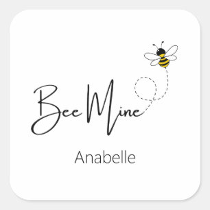 Adesivo Quadrado Bebê Mina - Bela Fofa de Dia Valentim Personalizad