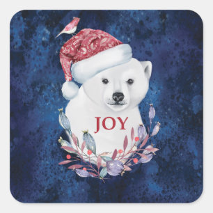 Adesivo Quadrado Bebê Polar Bear Chapeuzinho Pássaro Alegria no Nat