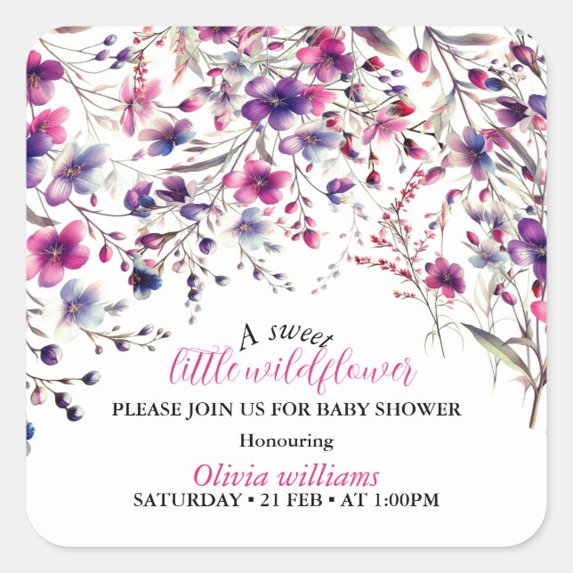 Adesivo Quadrado Bebê rosa-rosa doce moderno (Frente)