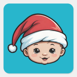 Adesivo Quadrado Bebê Vestindo Santa Hat