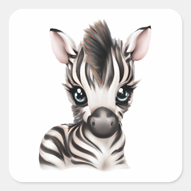 Adesivo Quadrado Bebê Zebra Adorável (Frente)
