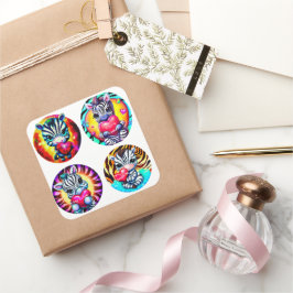 Adesivo Quadrado Bebê Zebras Bonitas com Corações