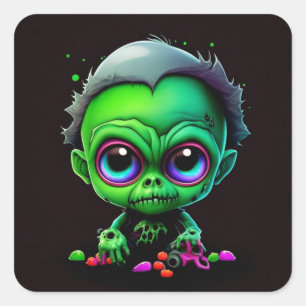 Adesivo Quadrado Bebê Zumbi Fofo