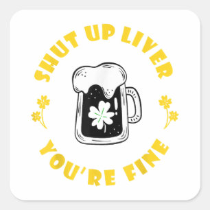 Adesivo Quadrado Bebendo Escuro de Cerveja São Patricks Cala a boca