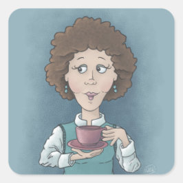 Adesivo Quadrado Bebendo Tea Square Sticker