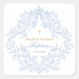 Adesivo Quadrado bebezinho da crista azul-aquarela