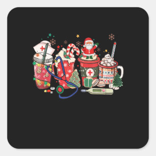 Adesivo Quadrado Bebidas de Natal Cacau do Papai Noel Enfermeira do