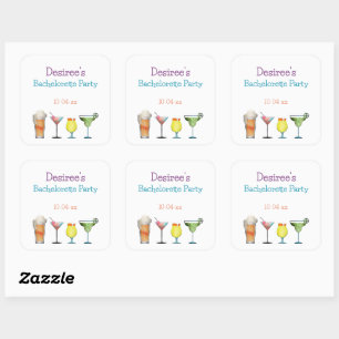 Adesivo Quadrado Bebidas Frutadas Personalizadas para Despedida de