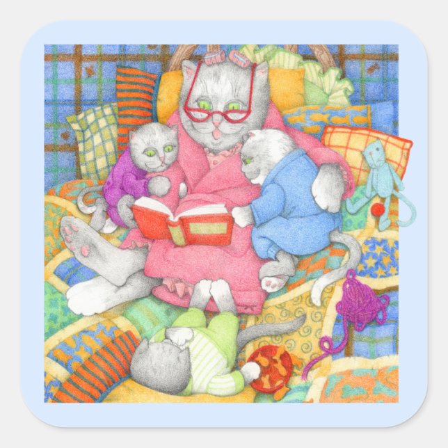 Adesivo Quadrado BEDTIME STORY Large Square Stickers - Azul (Frente)