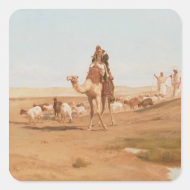 Adesivo Quadrado Beduíno no deserto, 1884 (óleo na canvas) (Frente)