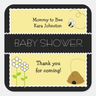 Adesivo Quadrado Bee Happy Bumble Bee 2 SQUARE Favor Sticker