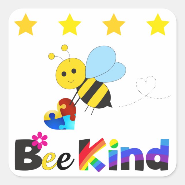 Adesivo Quadrado Bee Kind (Frente)