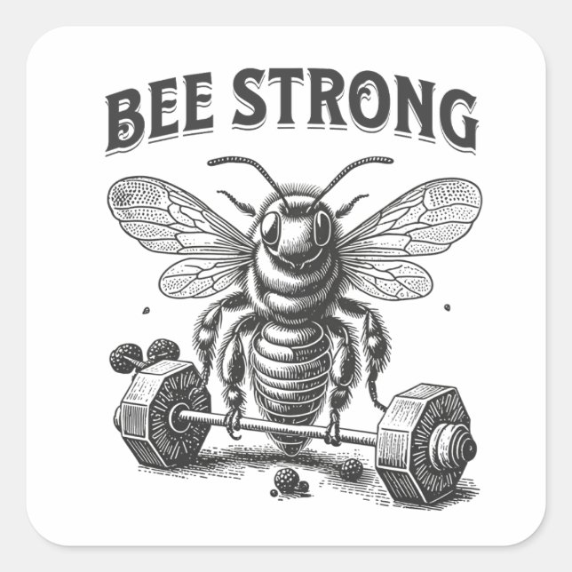 Adesivo Quadrado Bee Strong (Frente)