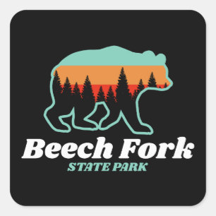 Adesivo Quadrado Beech Fork State Park WV Bear Retro Vintage
