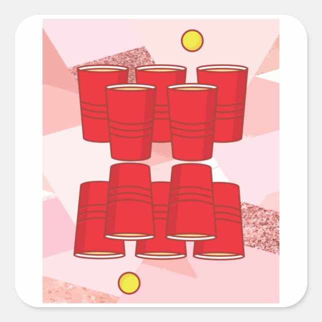 Adesivo Quadrado Beer Beer Pong Do Jogo Do Bebendo (Frente)