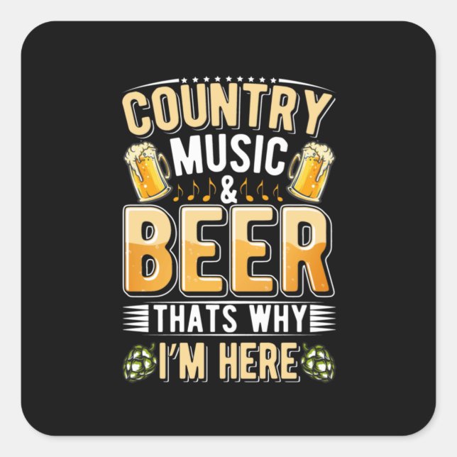 Adesivo Quadrado Beer Drinker Country Music Beer Bebendo Aniversári (Frente)