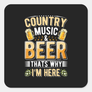 Adesivo Quadrado Beer Drinker Country Music Beer Bebendo Aniversári