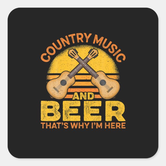 Adesivo Quadrado Beer Drinker Country Music E Beer Birthday (Frente)