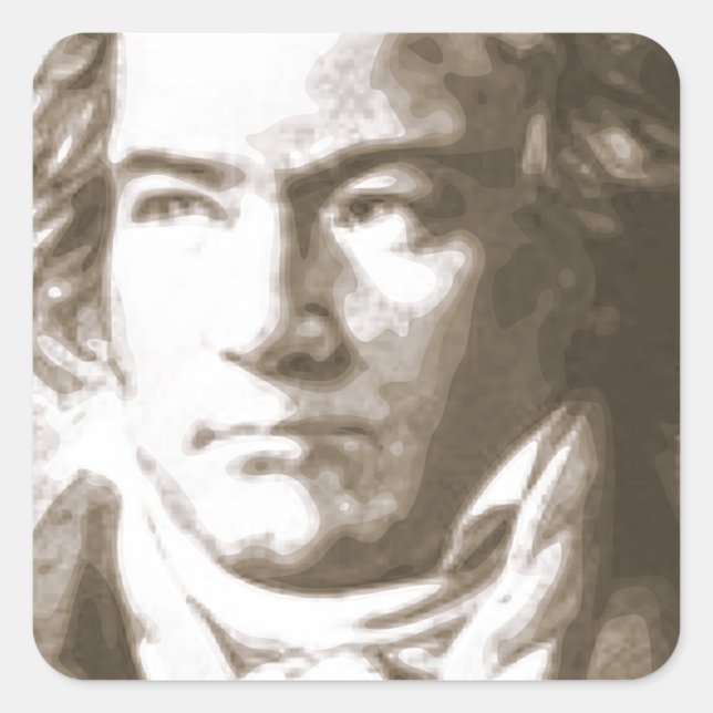 Adesivo Quadrado Beethoven Na Sepia (Frente)