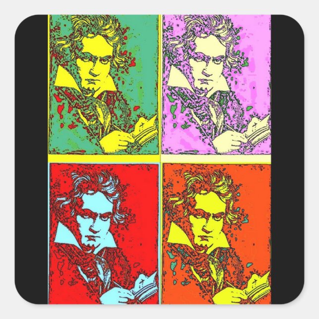 Adesivo Quadrado Beethoven, pop-art (Frente)