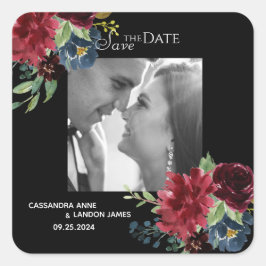 Adesivo Quadrado Bege Burgundy Foto Floral Elegante Aquarela