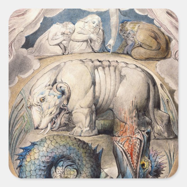 Adesivo Quadrado Behemoth E Leviathan William Blake 1825 (Frente)