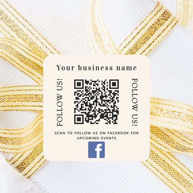 Adesivo Quadrado Beige business qr code Facebook (Criador carregado)