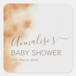 Adesivo Quadrado Beige do Chá de fraldas Coletor de Aquarela Modern