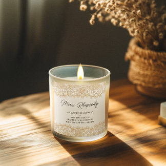 Adesivo Quadrado Beige Lace Candle Product Label