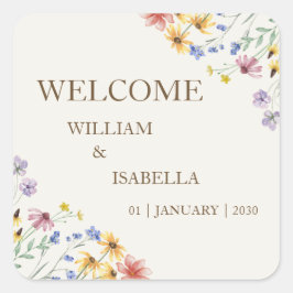 Adesivo Quadrado Beige Pastel Wildflower