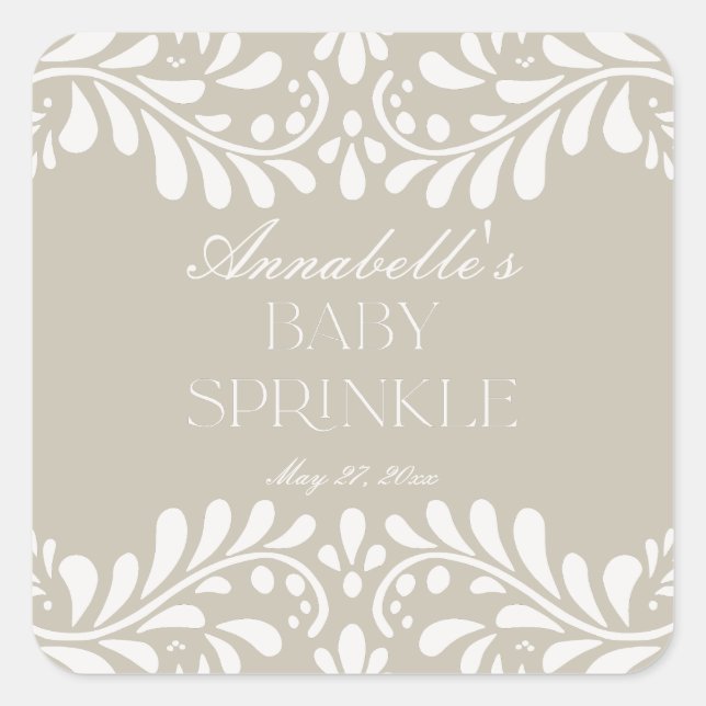 Adesivo Quadrado Beige Talavera Azulejo Espanhol Fiesta Baby Sprink (Frente)