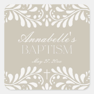 Adesivo Quadrado Beige Talavera Azulejo Espanhol Fiesta Baptism Fav