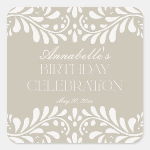 Adesivo Quadrado Beige Talavera Azulejo Espanhol Fiesta Birthday Fa