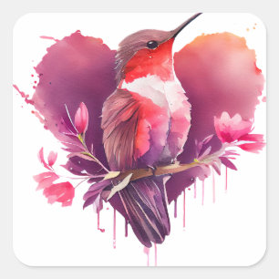 Adesivo Quadrado Beija-flor Bonito Dia dos Namorados