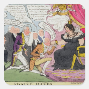Adesivo Quadrado Beijando as mãos, publicadas 1827 (litho da cor)