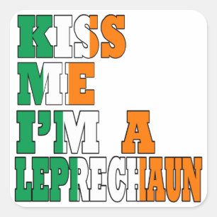 Adesivo Quadrado Beije-me que eu sou um leprechaun