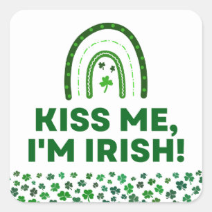 Adesivo Quadrado Beije-Me! Sou irlandês