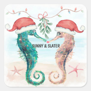 Adesivo Quadrado Beijo de Cavalo-Marinho Praia Natal Chuva de Casai