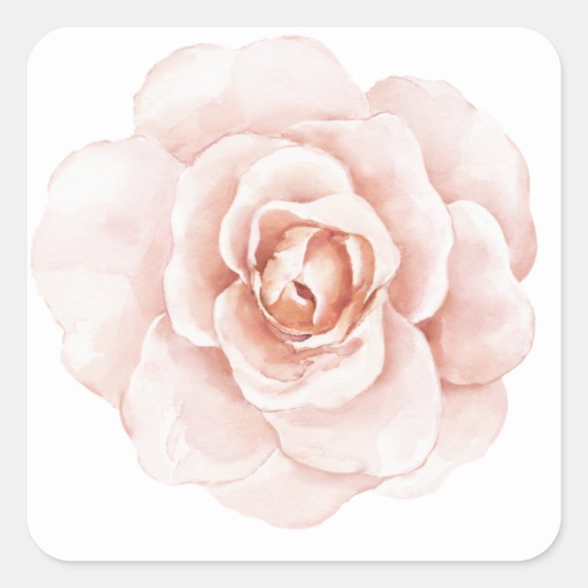 Adesivo Quadrado Beijo de Rosa Aquarela Floral Elegante Romântico (Frente)