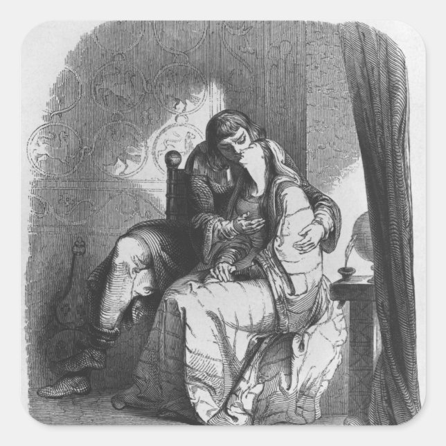 Adesivo Quadrado beijos de Heloise e Abelard (Frente)