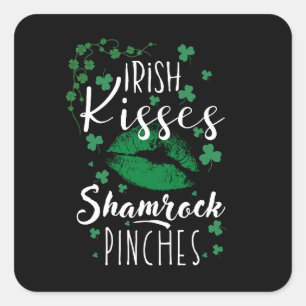 Adesivo Quadrado Beijos irlandeses abrem pintas de shamrock