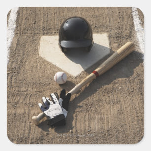 Adesivo Quadrado Beisebol, taco, luvas de batente e beisebol