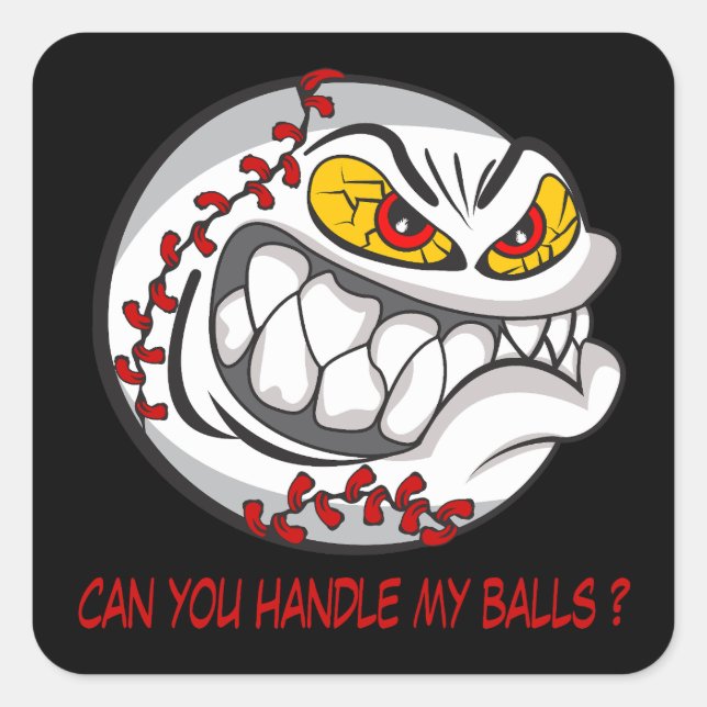 Adesivo Quadrado Beisebol Zangado Preto (Frente)