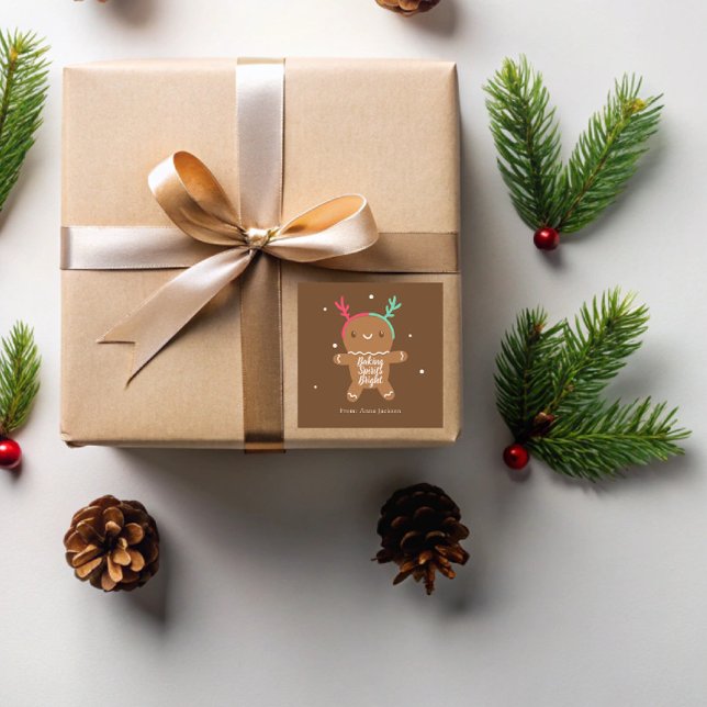 Adesivo Quadrado Beking Spirits Bright Reindeer Gingercake Cookie (Criador carregado)