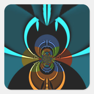 Adesivo Quadrado Bela Abstrato de arte ciano