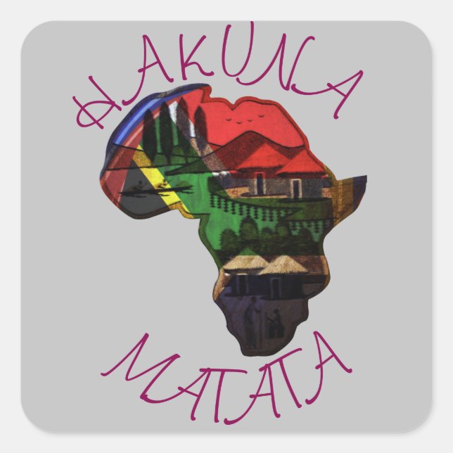 Adesivo Quadrado Bela África - Hakuna Matata Personaliza Produto (Frente)