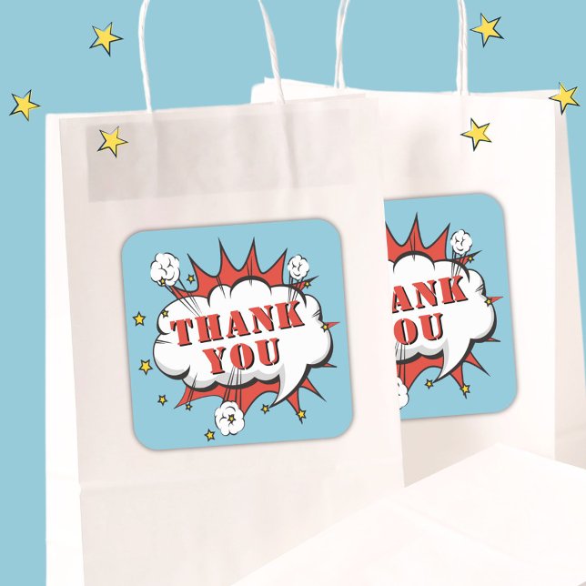 Adesivo Quadrado Bela-Boca de Discurso Super Herói Aniversário Obri (Criador carregado)