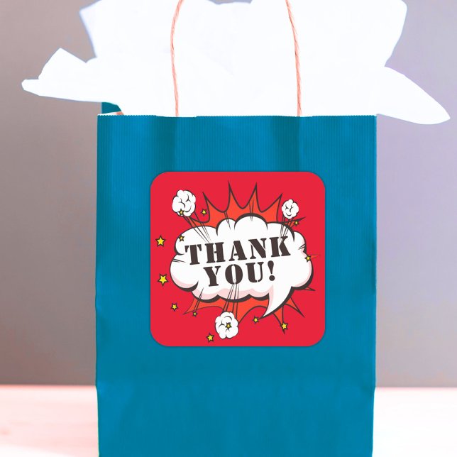 Adesivo Quadrado Bela-Boca de Discurso Super Herói Aniversário Obri (Criador carregado)