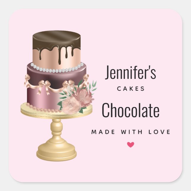 Adesivo Quadrado Bela Bola de Bolo de Festa Brilhante (Frente)