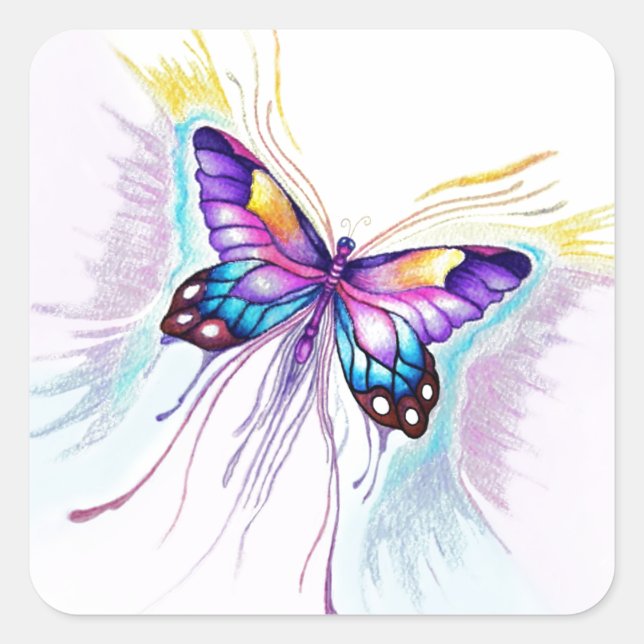 Adesivo Quadrado Bela Borboleta (Frente)